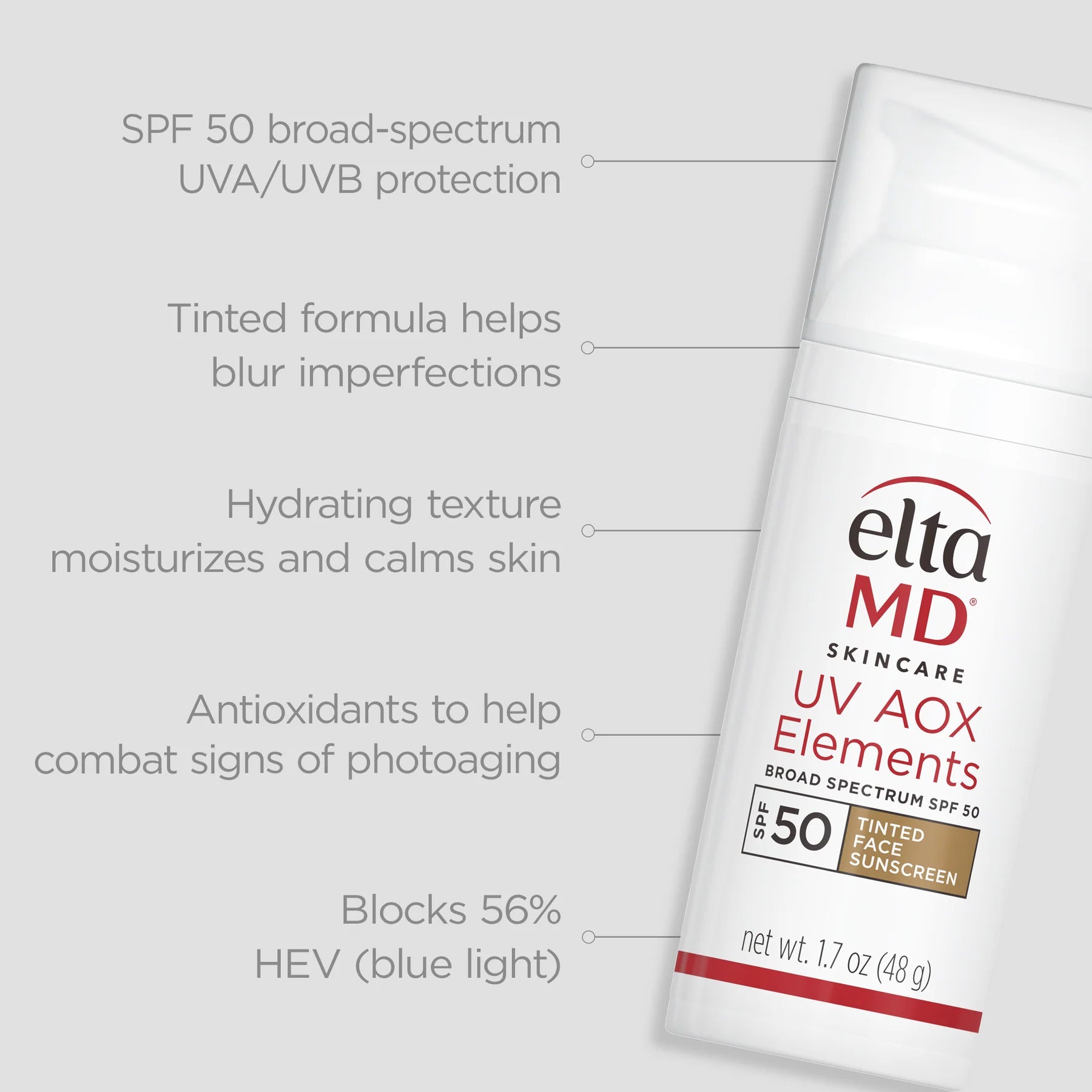 EltaMD UV AOX Broad Spectrum Sunscreen SPF 50 Benefits