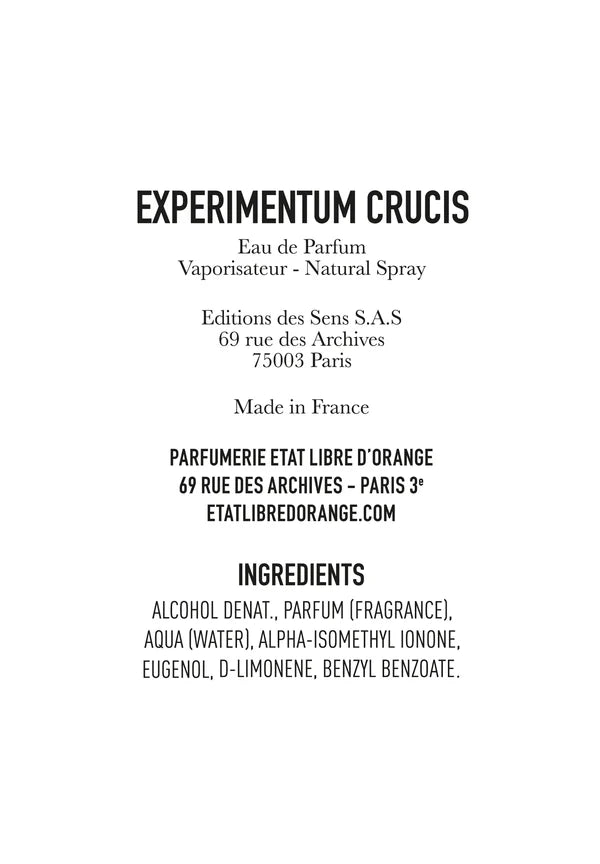 Etat Libre D'Orange Experimentum Crucis Ingredients