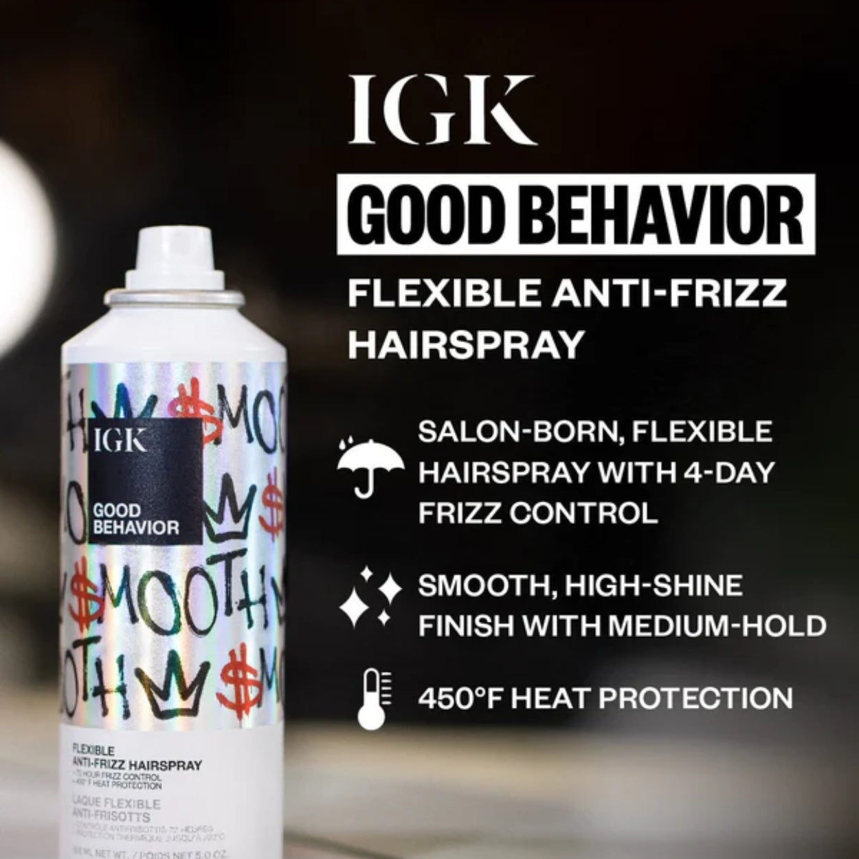 Good Behavior Flexible Anti Frizz Hairspray Features Image