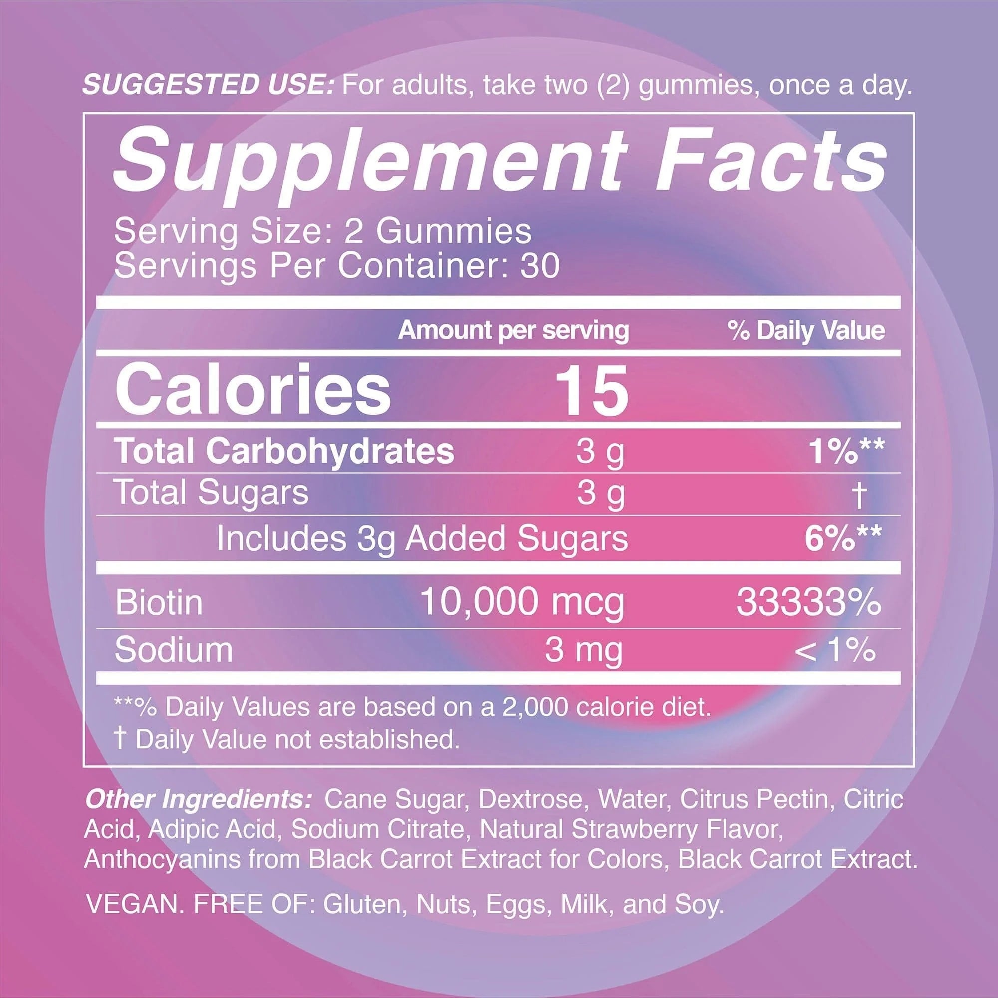 IGK Extra Extra Biotin Gummies Supplement Facts