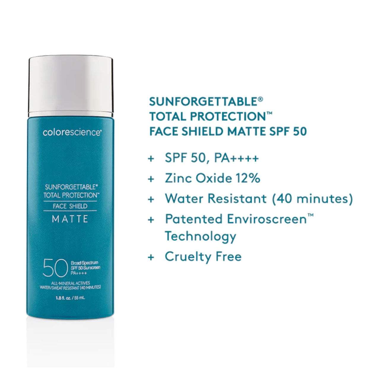 Colorescience Sunforgettable Total Protection Face Shield Matte SPF 50 Information