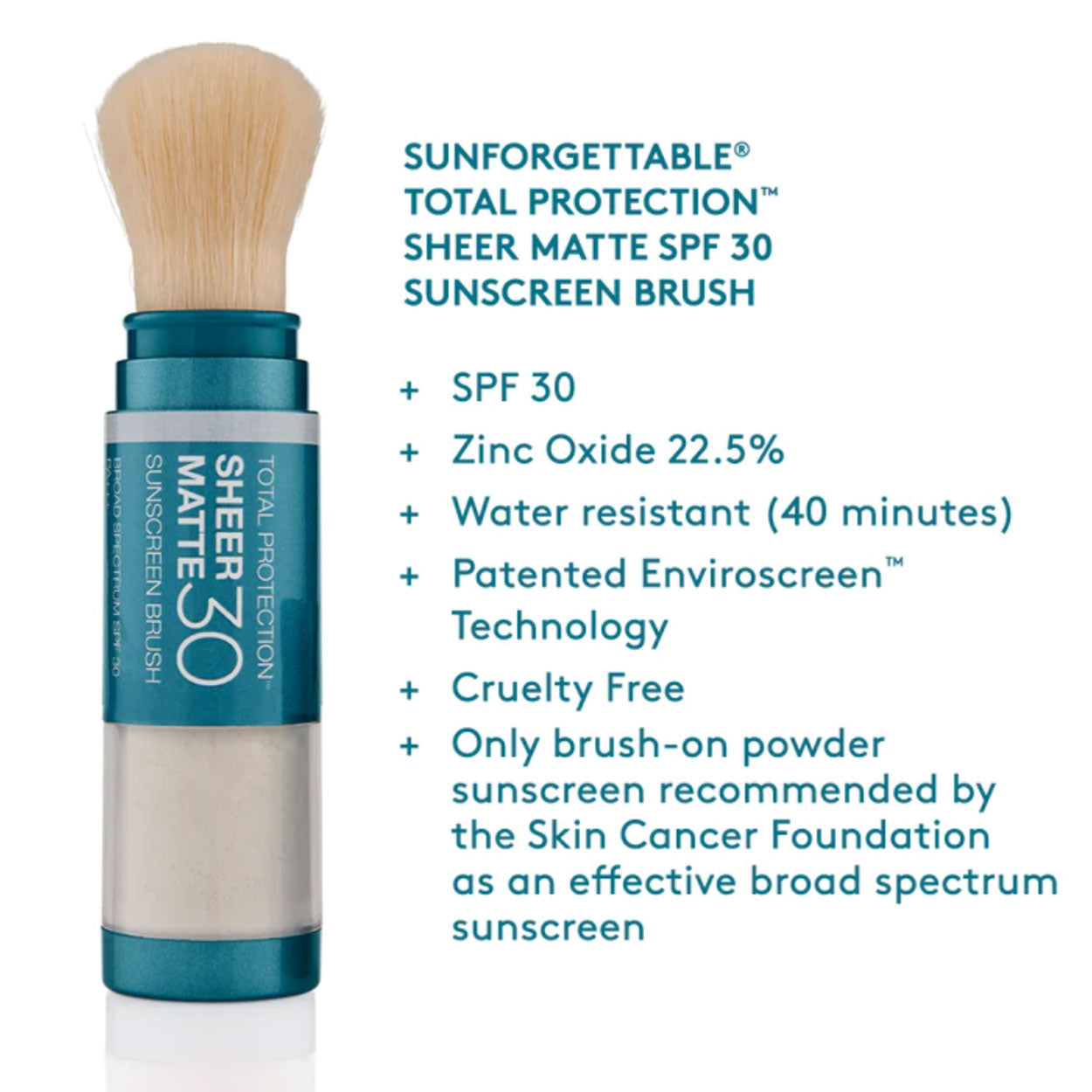 Colorescience Sunforgettable Total Protection Sheer Matte Sunscreen Brush SPF 30 Information