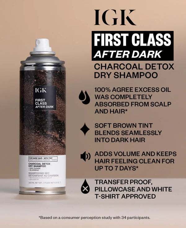 First Class After Dark Tinted Charcoal Detox Dry Shampoo Infographic Image