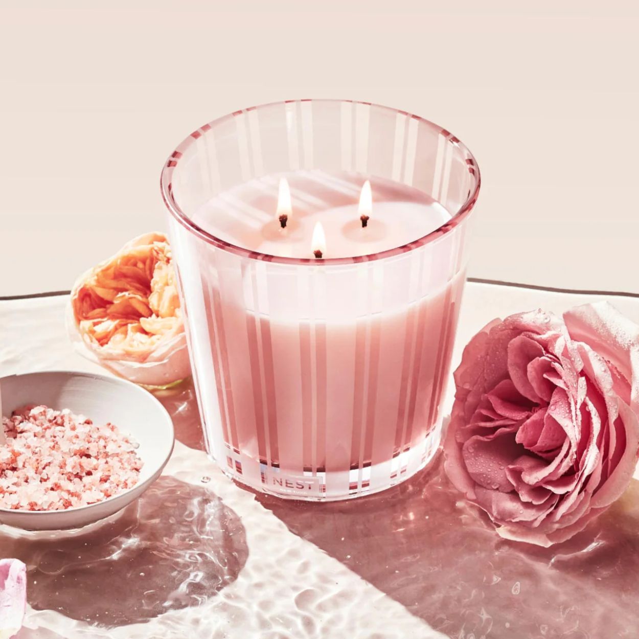 Himalayan Salt and Rosewater 3 Wick Candle